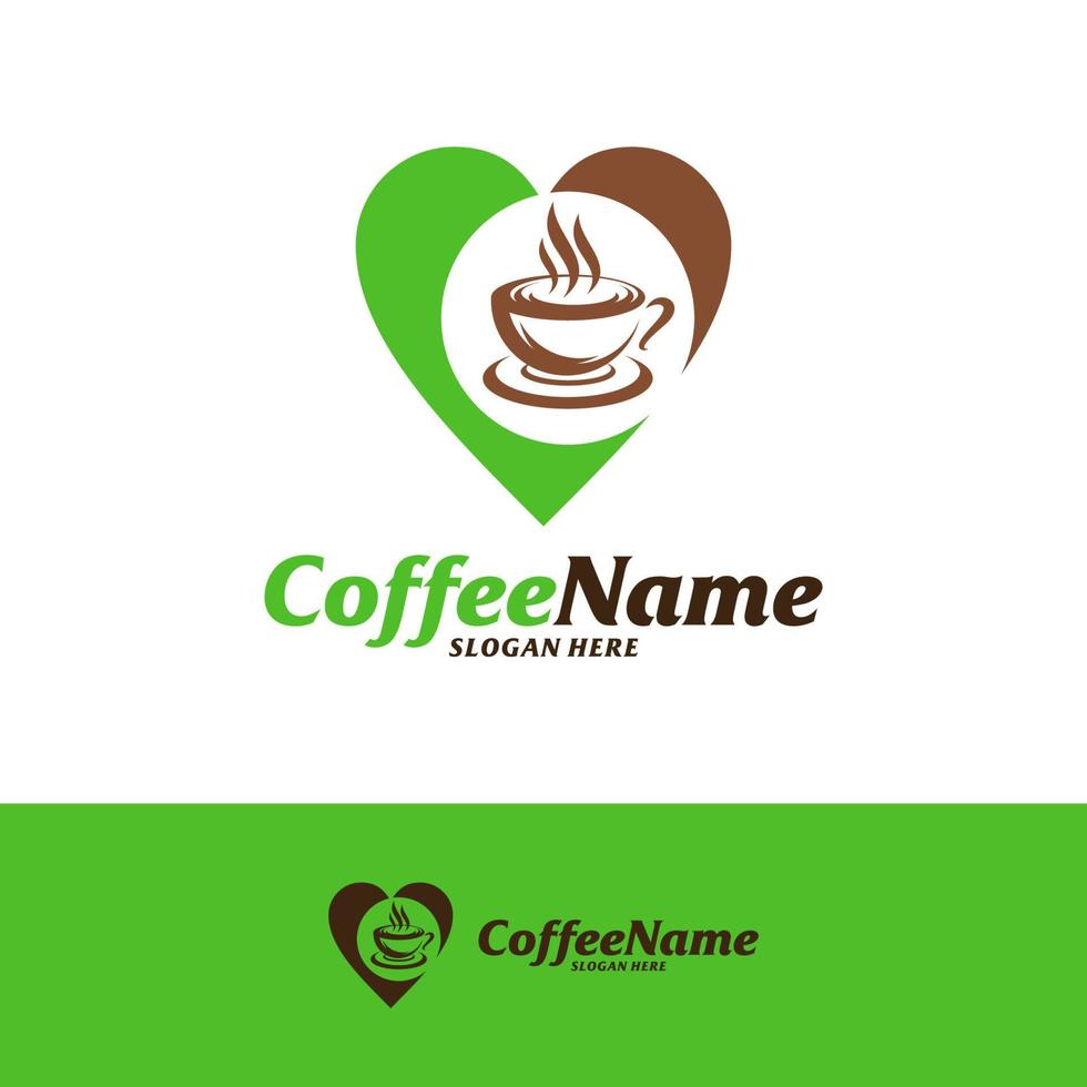 koffie liefde logo ontwerpsjabloon. koffie logo concept vector. creatief pictogram symbool vector