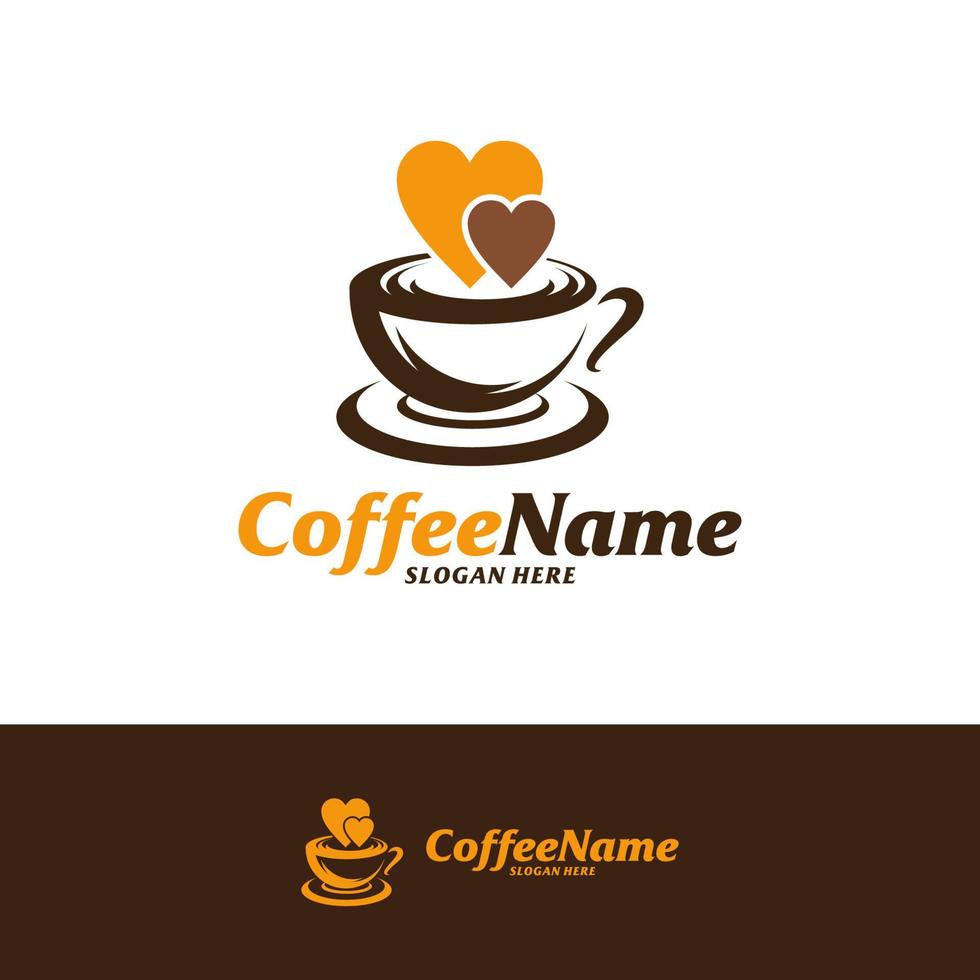 koffie liefde logo ontwerpsjabloon. koffie logo concept vector. creatief pictogram symbool vector