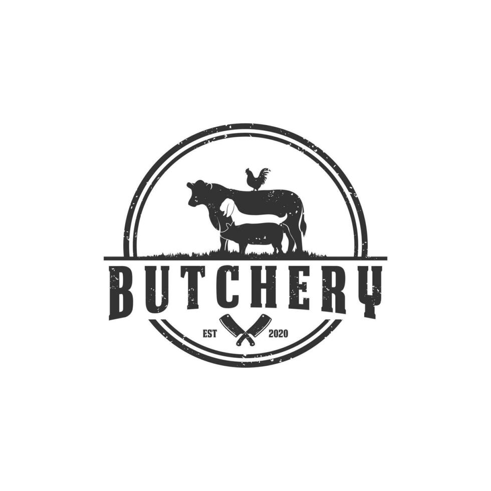 vector geïsoleerd retro logo ontwerp slagerij