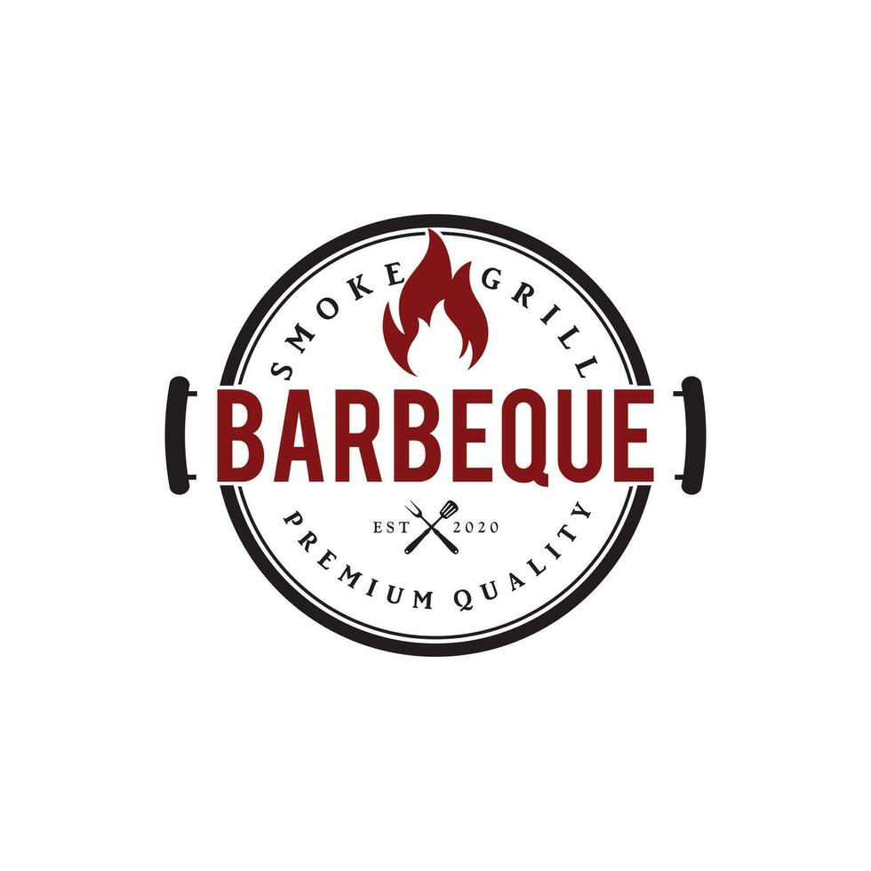 vintage retro bbq grill, barbecue, barbecue label stempel logo ontwerp vector