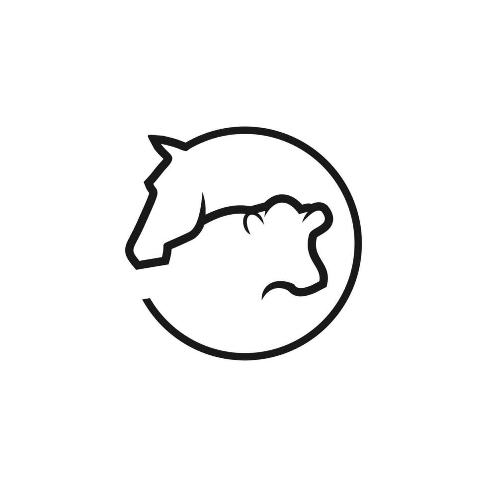 koe en paard logo vector