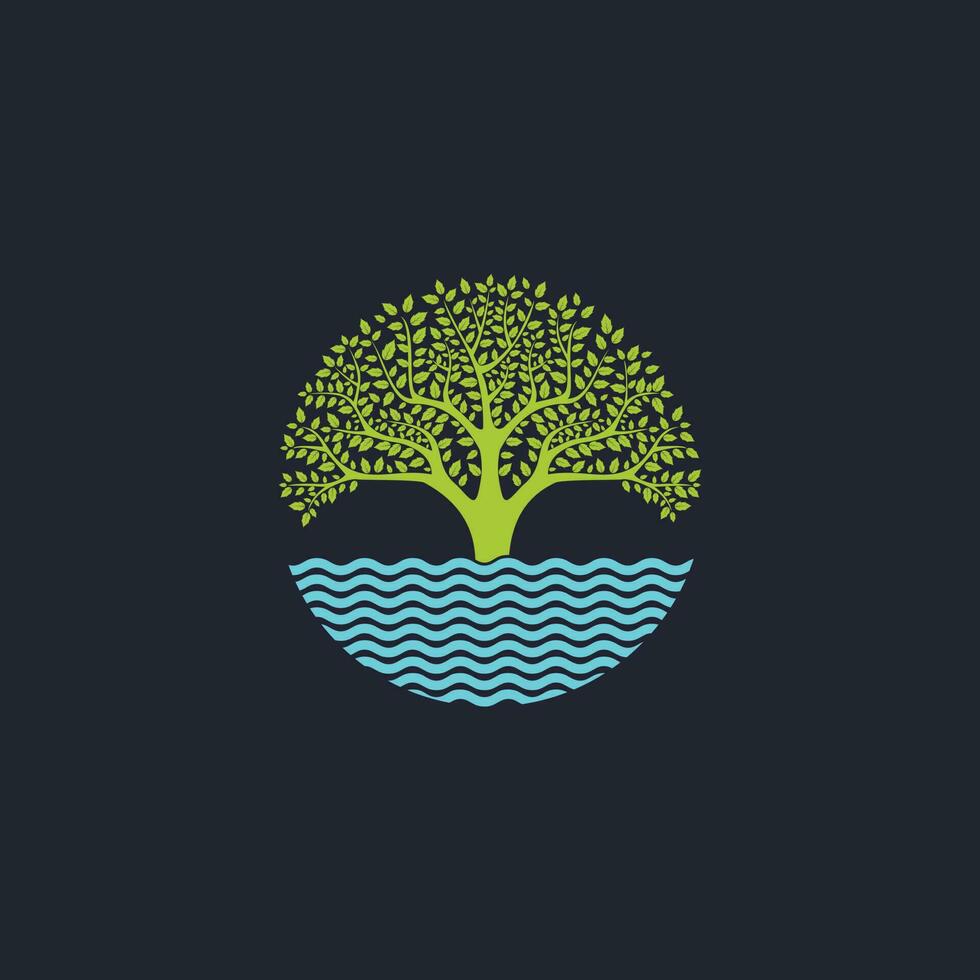 boom van leven in water abstract logo vector ontwerpsjabloon