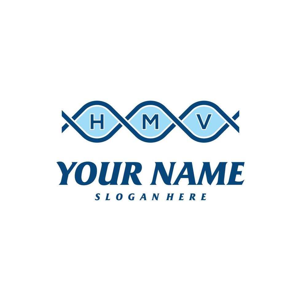 brief hmv met dna logo ontwerpsjabloon. eerste hmv logo concept vector. embleem, creatief symbool, icoon vector