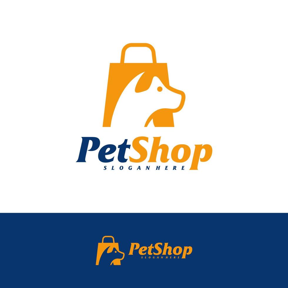 dierenwinkel logo ontwerpsjabloon. hond winkel logo concept vector. embleem, creatief symbool, icoon vector
