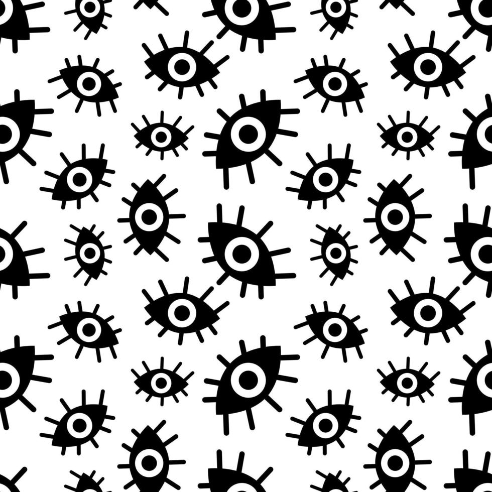 zwart-wit naadloos patroon van abstracte ogen vector