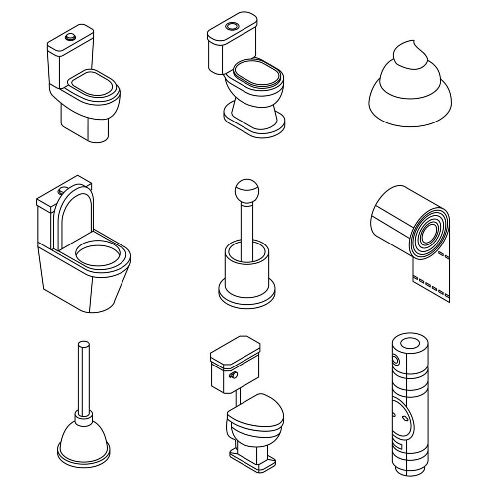 toilet badkamer icon set vector outine