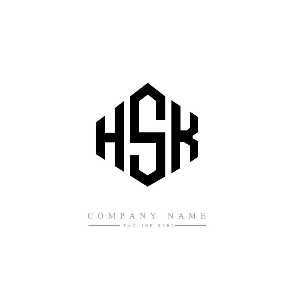 hsk letter logo-ontwerp met veelhoekvorm. hsk veelhoek en kubusvorm logo-ontwerp. hsk zeshoek vector logo sjabloon witte en zwarte kleuren. hsk-monogram, bedrijfs- en onroerendgoedlogo.