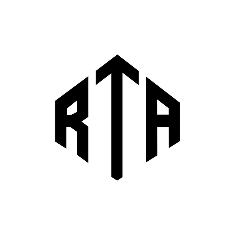 rta letter logo-ontwerp met veelhoekvorm. rta veelhoek en kubusvorm logo-ontwerp. rta zeshoek vector logo sjabloon witte en zwarte kleuren. rta-monogram, bedrijfs- en onroerendgoedlogo.