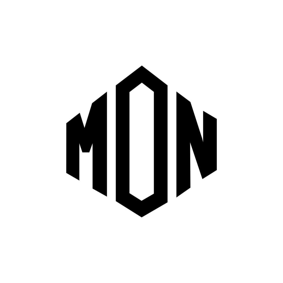 mon letter logo-ontwerp met veelhoekvorm. mon veelhoek en kubusvorm logo-ontwerp. mon zeshoek vector logo sjabloon witte en zwarte kleuren. mon monogram, business en onroerend goed logo.