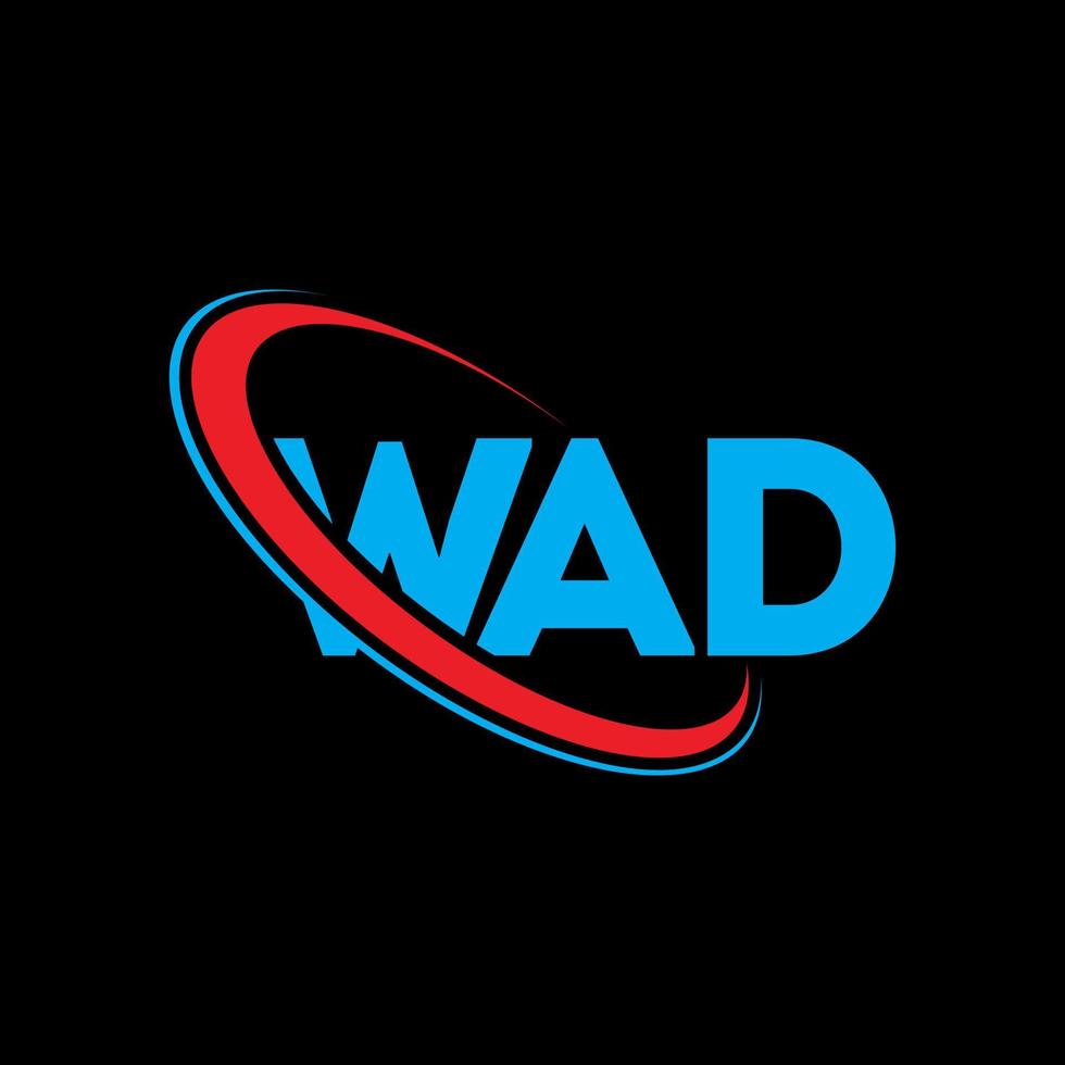 wad-logo. wad brief. wad brief logo ontwerp. initialen wad logo gekoppeld aan cirkel en hoofdletter monogram logo. wad typografie voor technologie, business en onroerend goed merk. vector