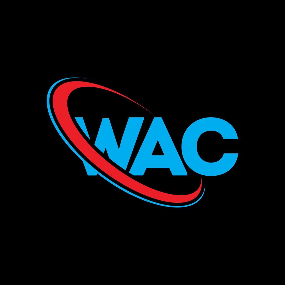 wac-logo. wac brief. wac letter logo ontwerp. initialen wac logo gekoppeld aan cirkel en hoofdletter monogram logo. wac typografie voor technologie, business en onroerend goed merk. vector