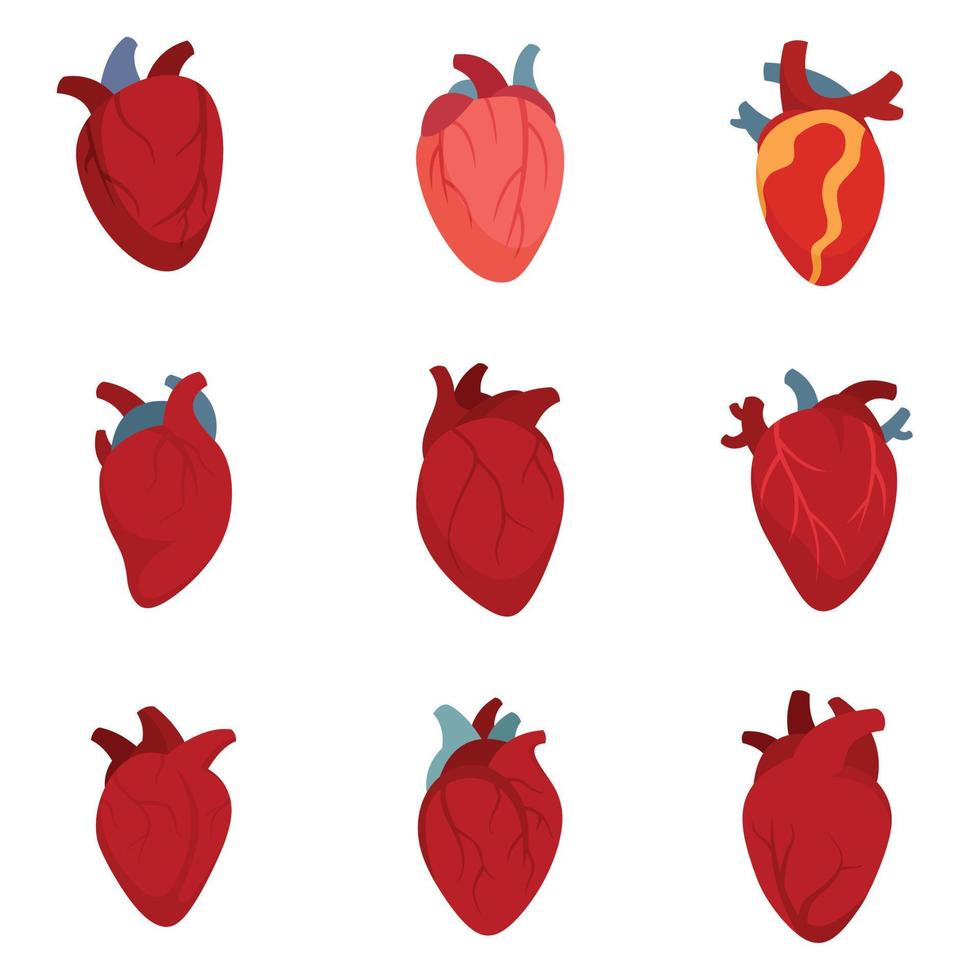 menselijk hart pictogrammen instellen platte vector geïsoleerd
