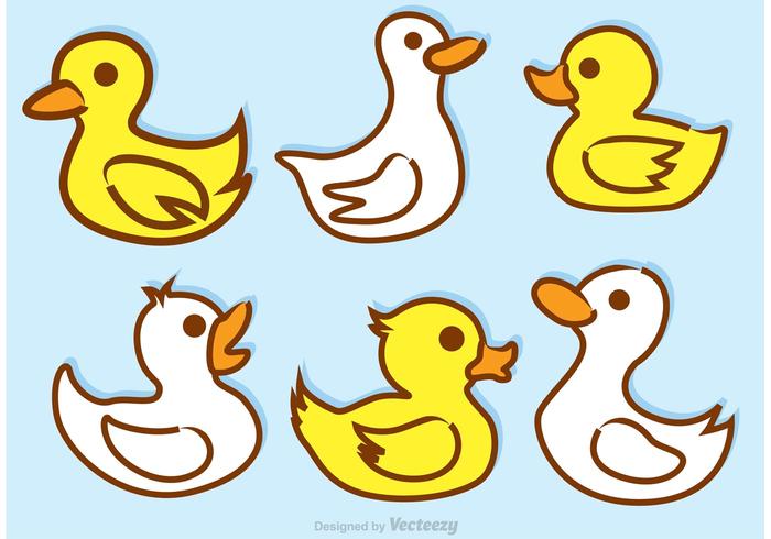 Witte En Gele Rubber Duck Vectors