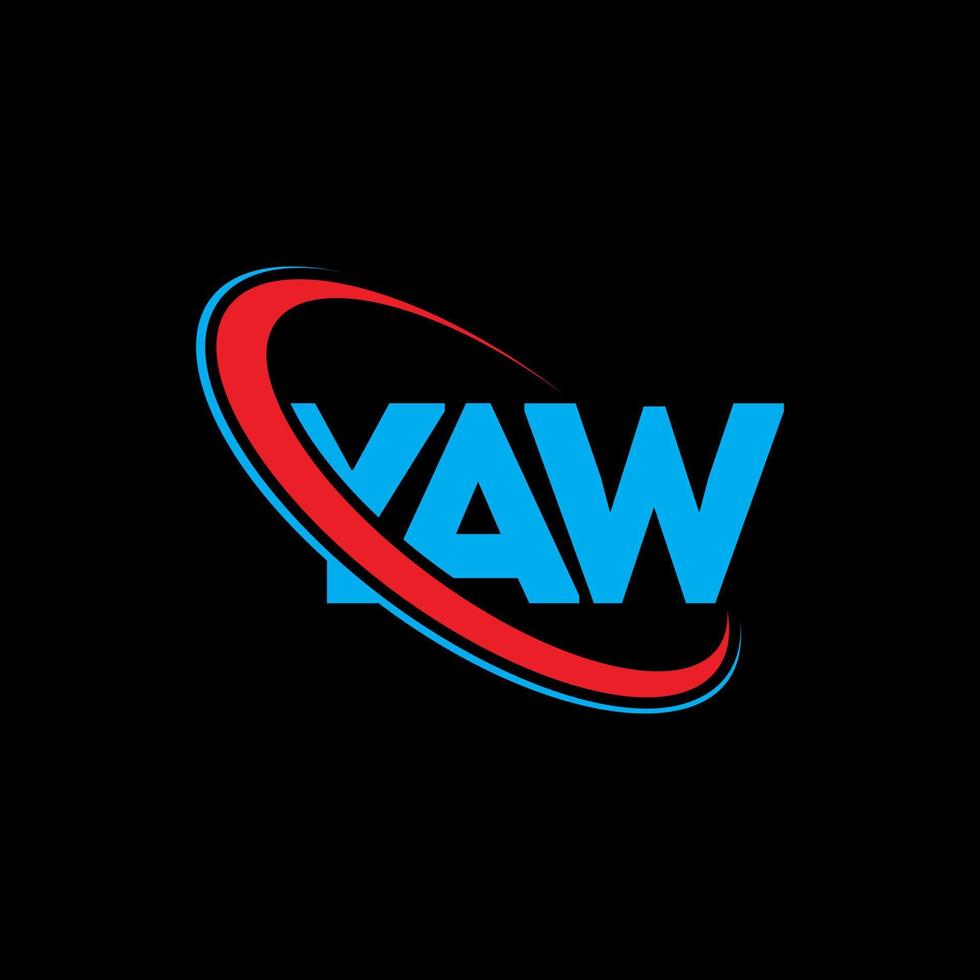 yaw-logo. jaa brief. yaw brief logo ontwerp. initialen yaw-logo gekoppeld aan cirkel en monogram-logo in hoofdletters. yaw typografie voor technologie, zaken en onroerend goed merk. vector