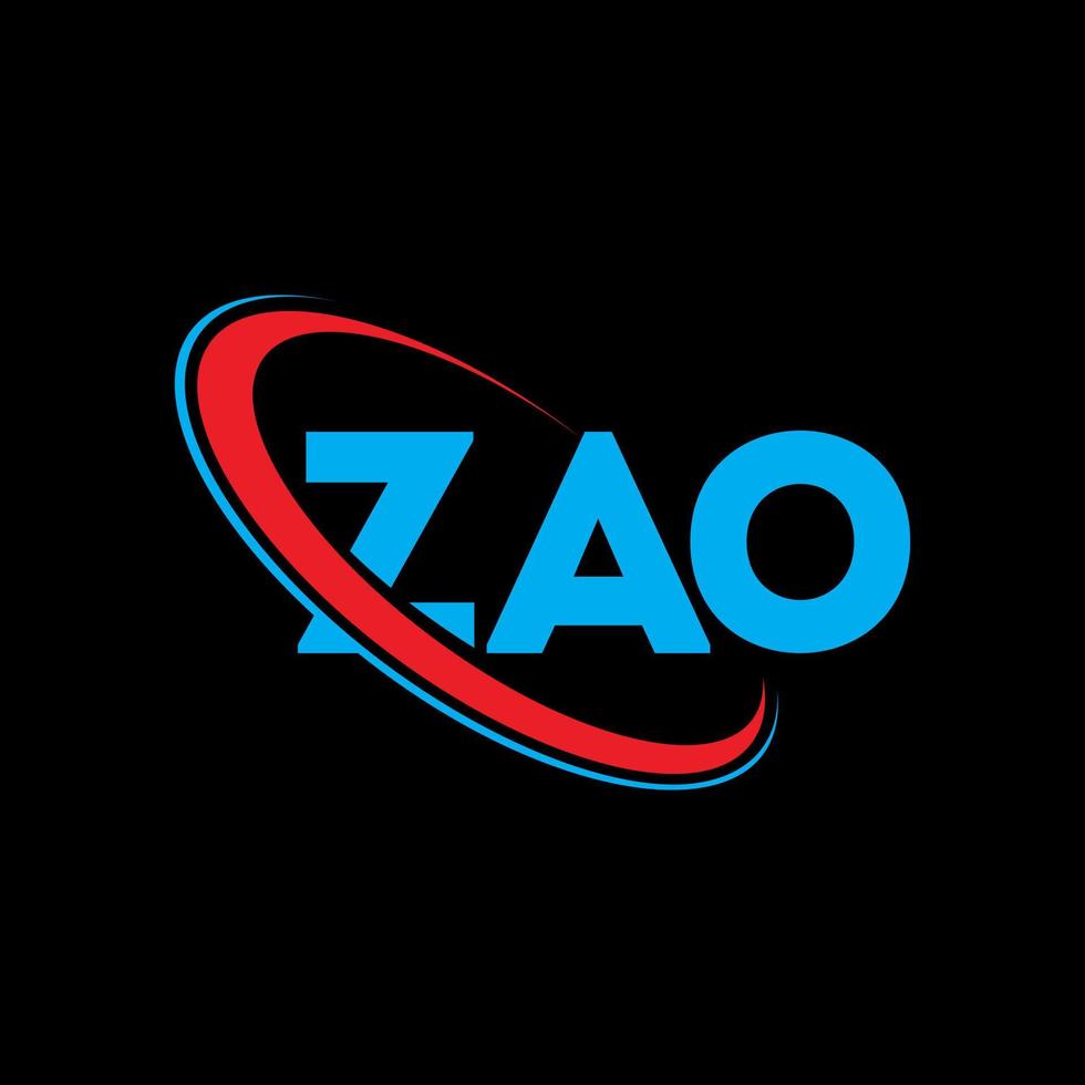 zao-logo. zao brief. zao brief logo ontwerp. initialen zao-logo gekoppeld aan cirkel en monogram-logo in hoofdletters. zao typografie voor technologie, zaken en onroerend goed merk. vector