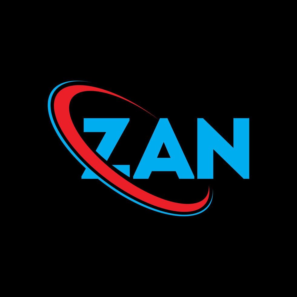 zan-logo. zan brief. zan brief logo ontwerp. initialen zan logo gekoppeld aan cirkel en monogram logo in hoofdletters. zan typografie voor technologie, zaken en onroerend goed merk. vector