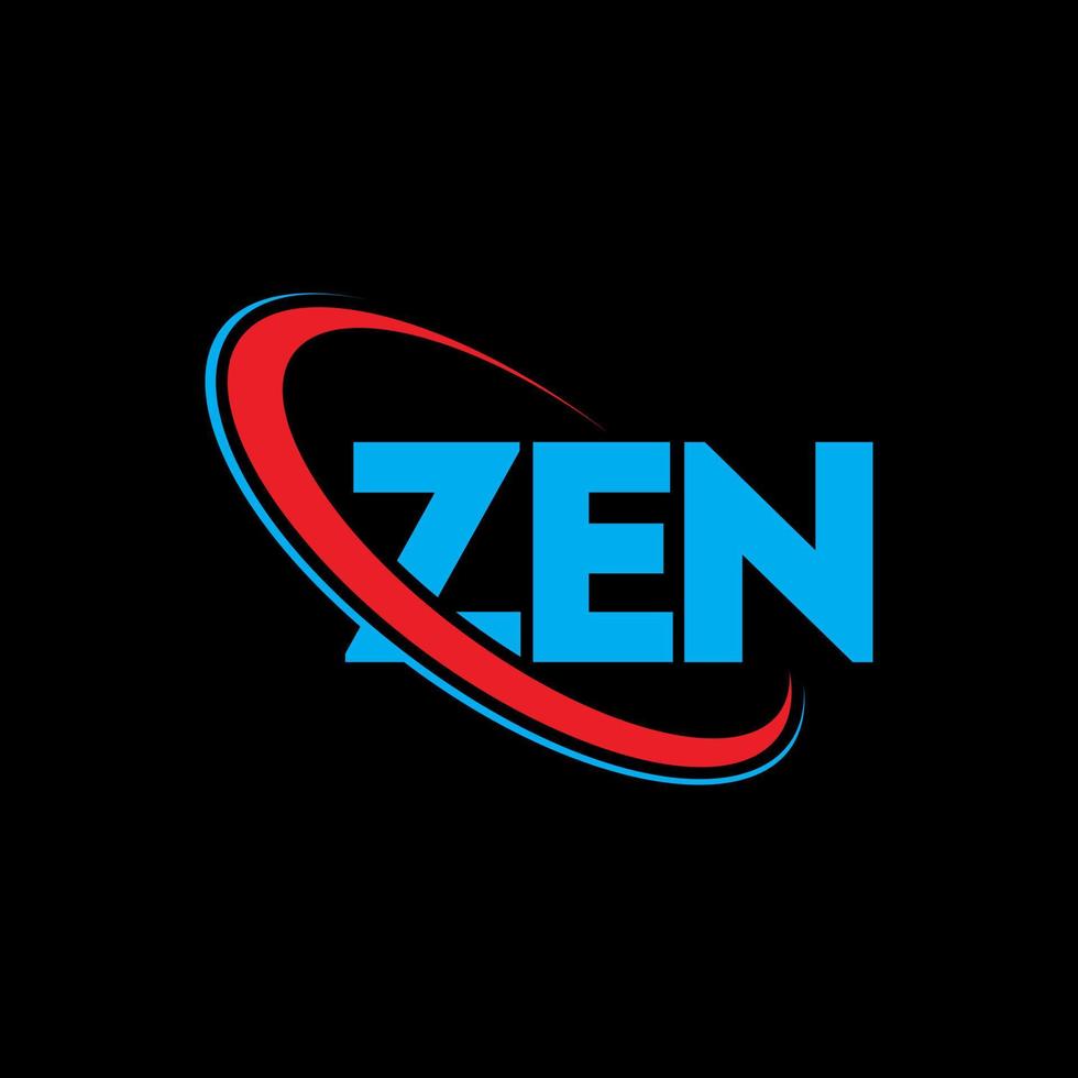 zen-logo. zen brief. zen brief logo ontwerp. initialen zen-logo gekoppeld aan cirkel en monogram-logo in hoofdletters. zen typografie voor technologie, zaken en onroerend goed merk. vector