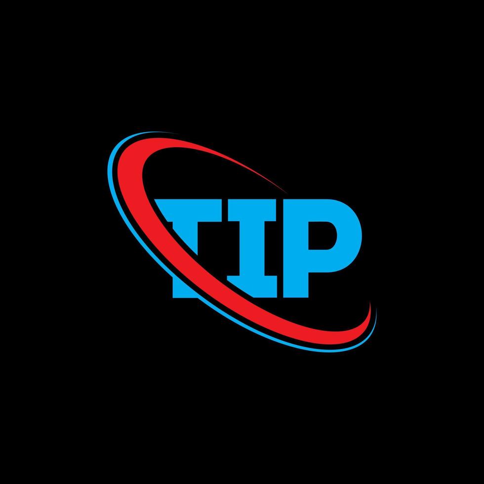 tip-logo. tip brief. tip brief logo ontwerp. initialen tip logo gekoppeld aan cirkel en hoofdletter monogram logo. tip typografie voor technologie, business en onroerend goed merk. vector