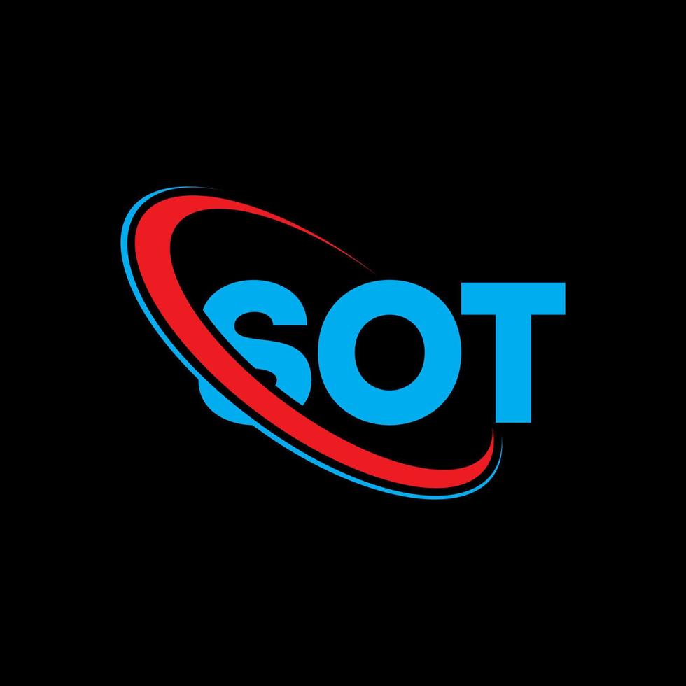 sot-logo. sot brief. sot brief logo ontwerp. initialen sot logo gekoppeld aan cirkel en hoofdletter monogram logo. sot typografie voor technologie, business en onroerend goed merk. vector