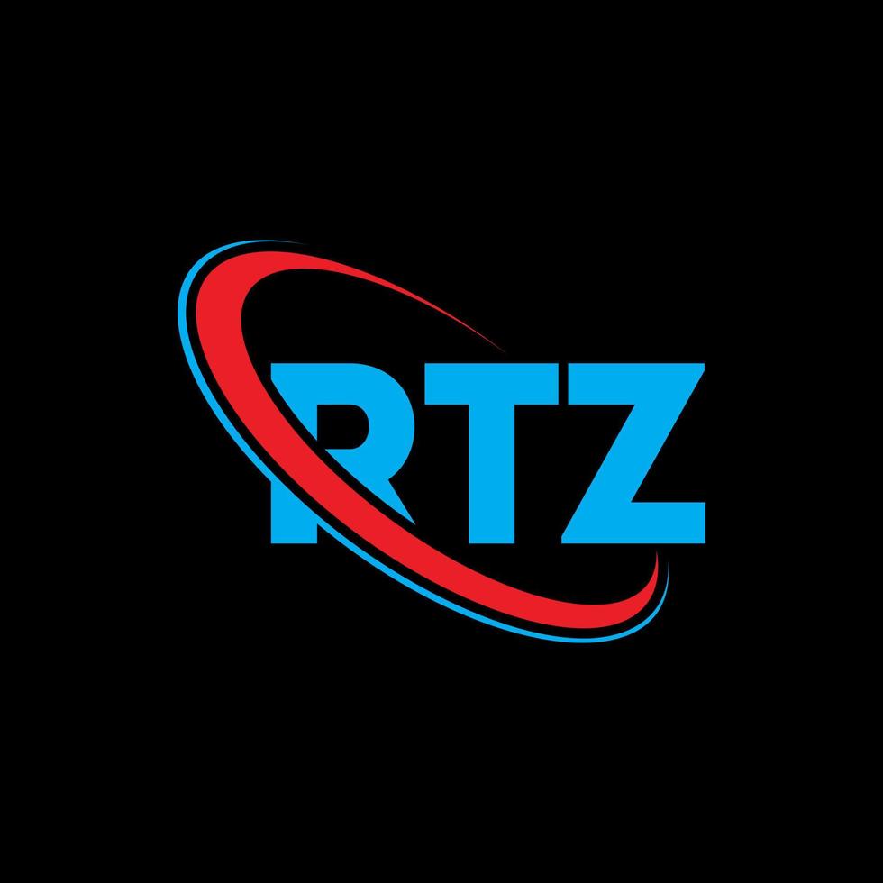 rtz-logo. rtz brief. rtz brief logo ontwerp. initialen rtz-logo gekoppeld aan cirkel en monogram-logo in hoofdletters. rtz typografie voor technologie, zaken en onroerend goed merk. vector