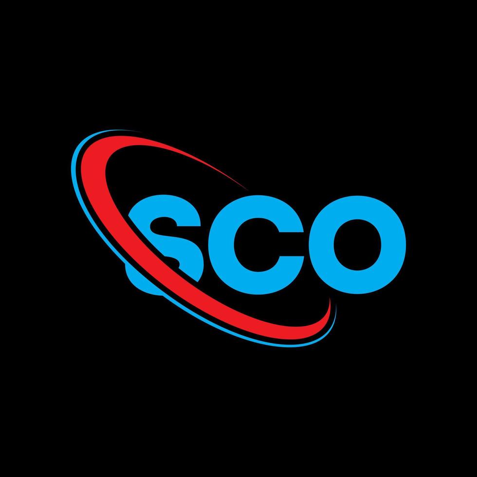 sco-logo. sco brief. sco brief logo ontwerp. initialen sco logo gekoppeld aan cirkel en hoofdletter monogram logo. sco typografie voor technologie, zaken en onroerend goed merk. vector