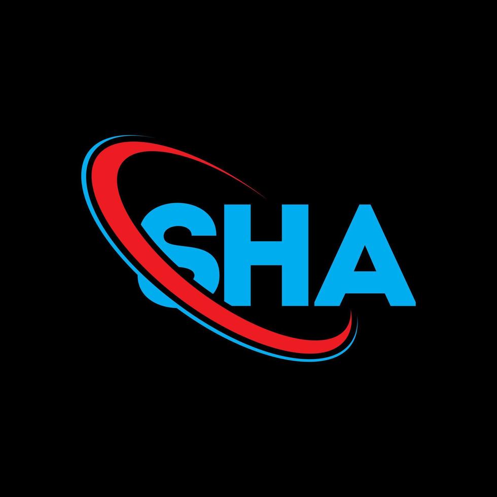 sha-logo. sja brief. sha brief logo ontwerp. initialen sha-logo gekoppeld aan cirkel en monogram-logo in hoofdletters. sha typografie voor technologie, zaken en onroerend goed merk. vector