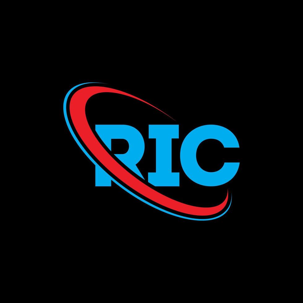 ric-logo. rische brief. ric brief logo ontwerp. initialen ric logo gekoppeld aan cirkel en hoofdletter monogram logo. ric typografie voor technologie, zaken en onroerend goed merk. vector