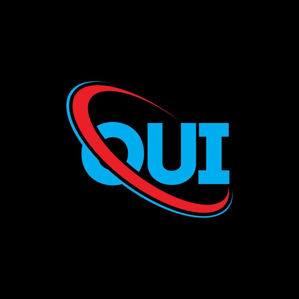 oui-logo. oui brief. oui brief logo ontwerp. initialen oui-logo gekoppeld aan cirkel en monogram-logo in hoofdletters. oui typografie voor technologie, zaken en onroerend goed merk. vector