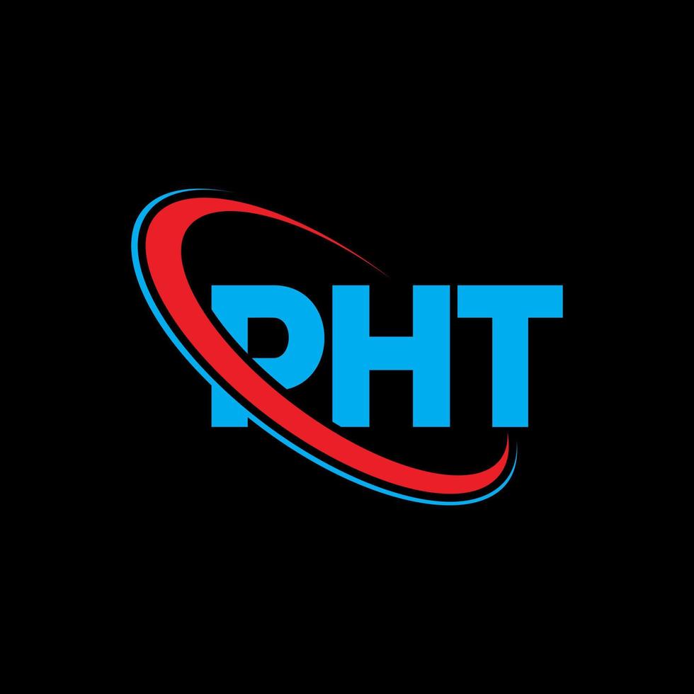 pht-logo. ft brief. ft brief logo ontwerp. initialen pht-logo gekoppeld aan cirkel en monogram-logo in hoofdletters. pht-typografie voor technologie, zaken en onroerend goed merk. vector