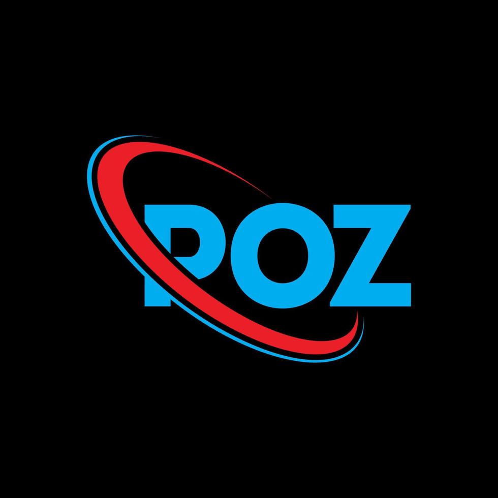 poz-logo. poz brief. poz brief logo ontwerp. initialen poz logo gekoppeld aan cirkel en hoofdletter monogram logo. poz typografie voor technologie, business en onroerend goed merk. vector