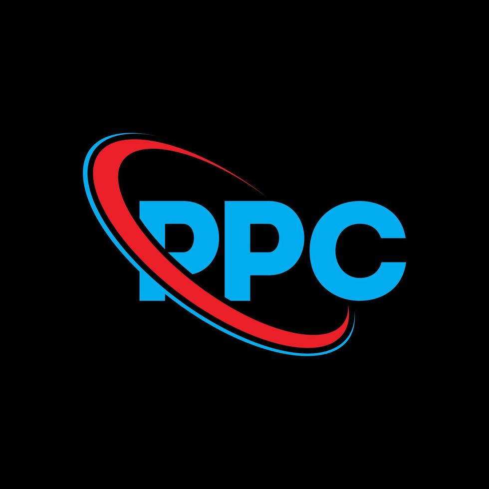 ppc-logo. ppc brief. ppc brief logo ontwerp. initialen ppc logo gekoppeld aan cirkel en hoofdletter monogram logo. ppc typografie voor technologie, zaken en onroerend goed merk. vector