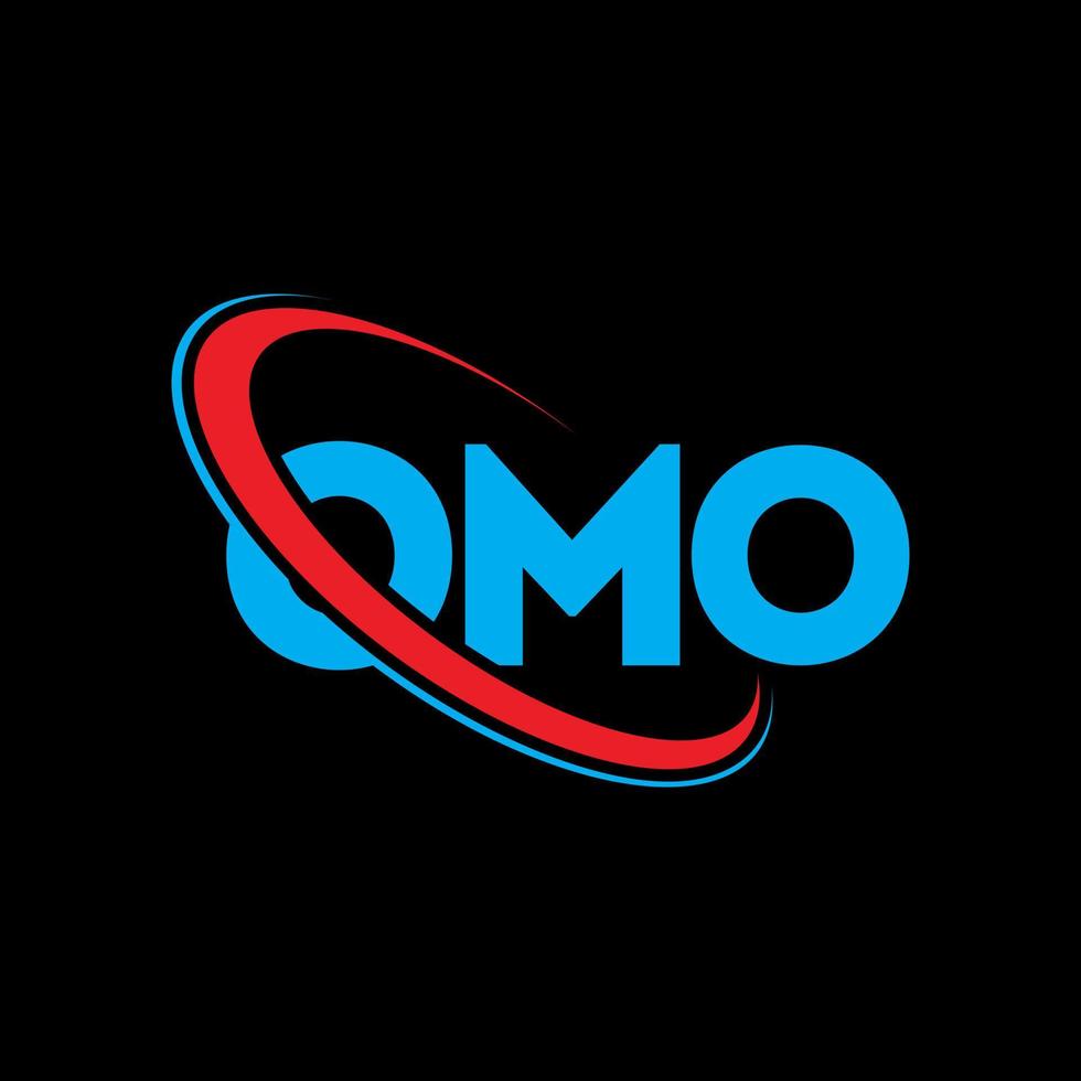 omo-logo. omo brief. omo brief logo ontwerp. initialen omo-logo gekoppeld aan cirkel en monogram-logo in hoofdletters. omo typografie voor technologie, zaken en onroerend goed merk. vector