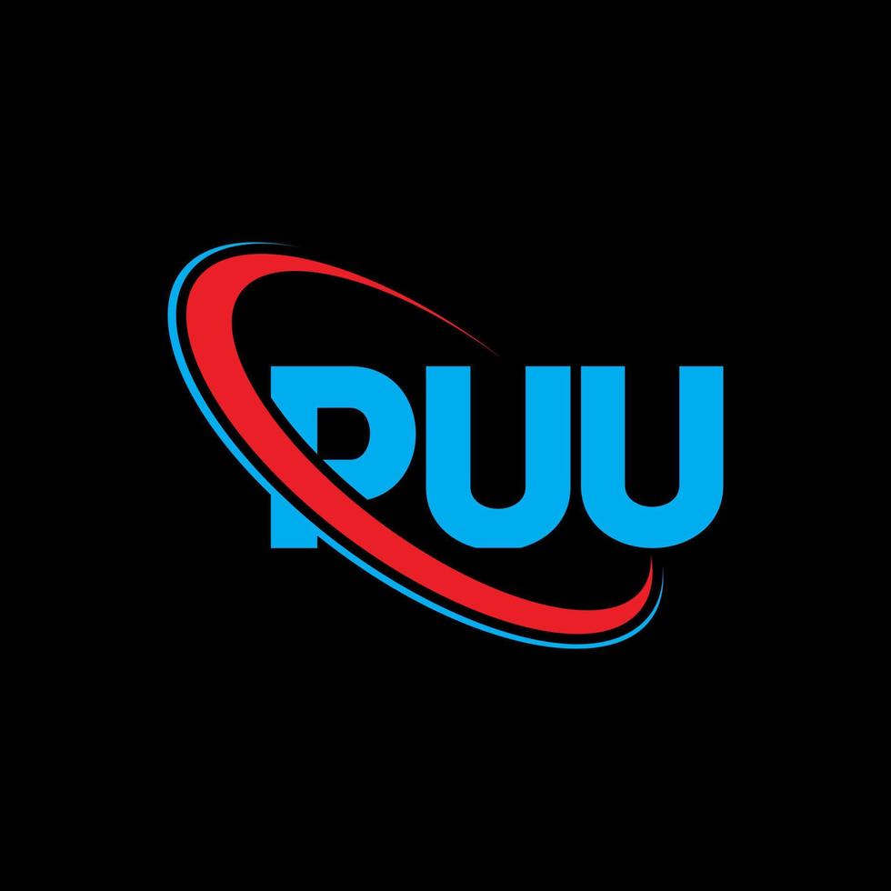 puu-logo. pu brief. puu brief logo ontwerp. initialen puu logo gekoppeld aan cirkel en hoofdletter monogram logo. puu typografie voor technologie, business en onroerend goed merk. vector