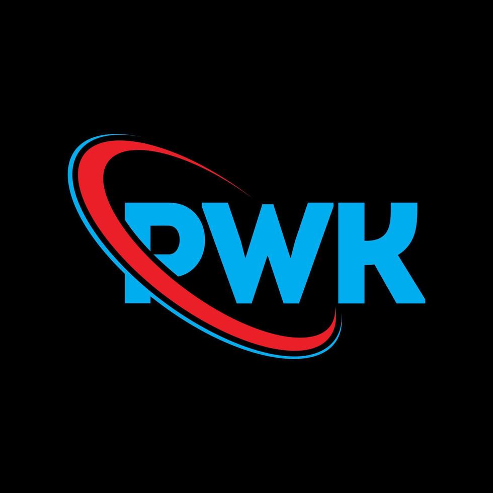 pwk-logo. pwk brief. pwk brief logo ontwerp. initialen pwk logo gekoppeld aan cirkel en monogram logo in hoofdletters. pwk typografie voor technologie, business en onroerend goed merk. vector