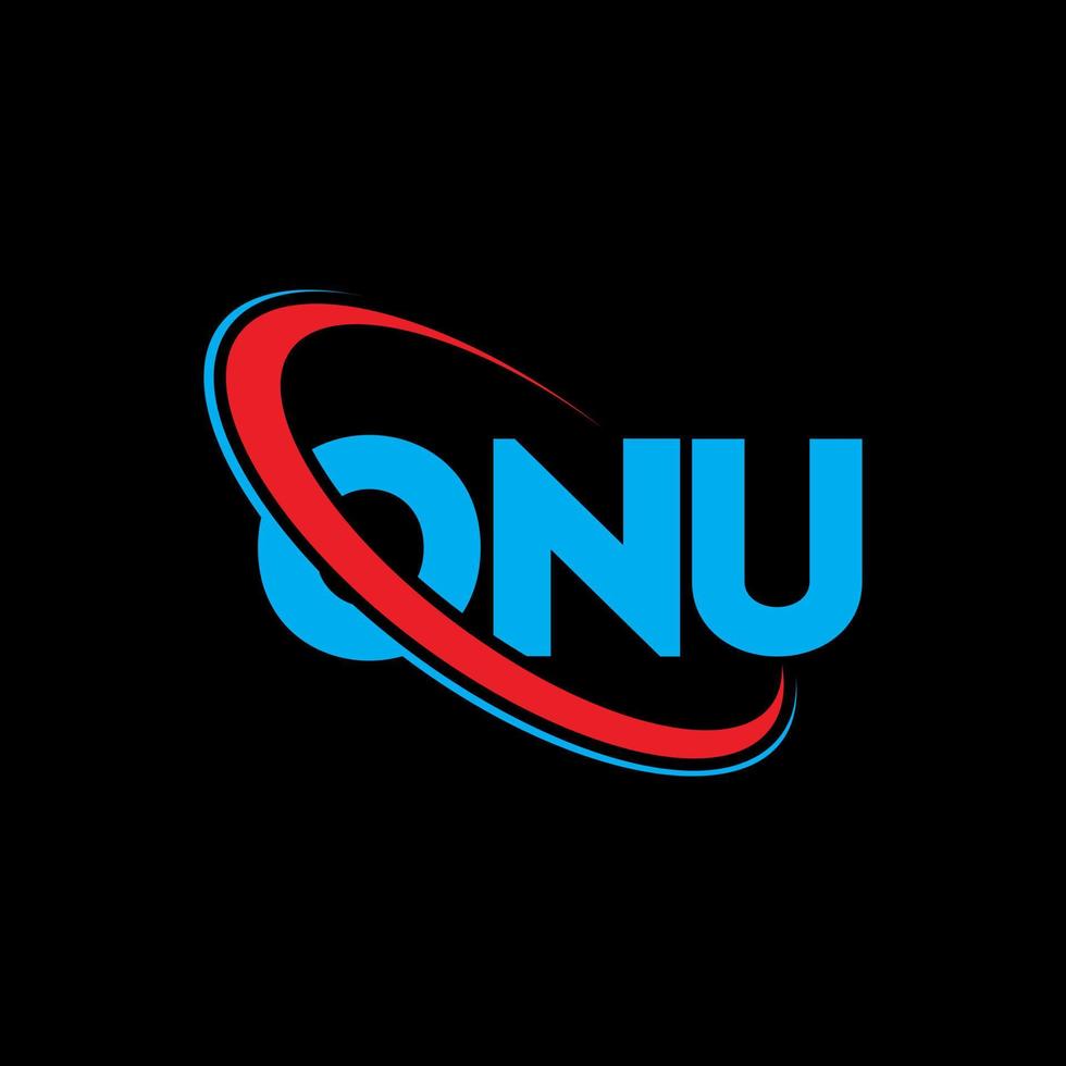 onu-logo. u brief. onu brief logo ontwerp. initialen onu logo gekoppeld aan cirkel en hoofdletter monogram logo. onu typografie voor technologie, zaken en onroerend goed merk. vector