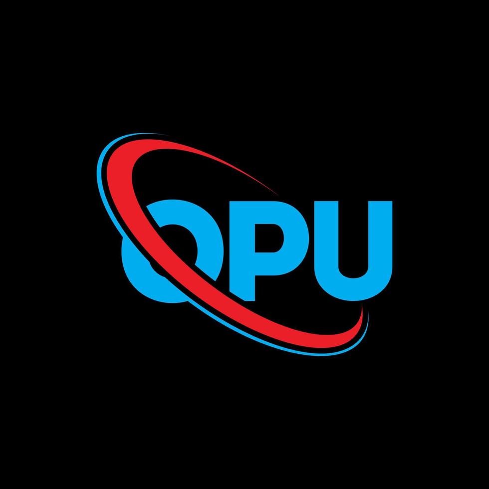 opu-logo. opa brief. opu brief logo ontwerp. initialen opu logo gekoppeld aan cirkel en hoofdletter monogram logo. opu typografie voor technologie, zaken en onroerend goed merk. vector