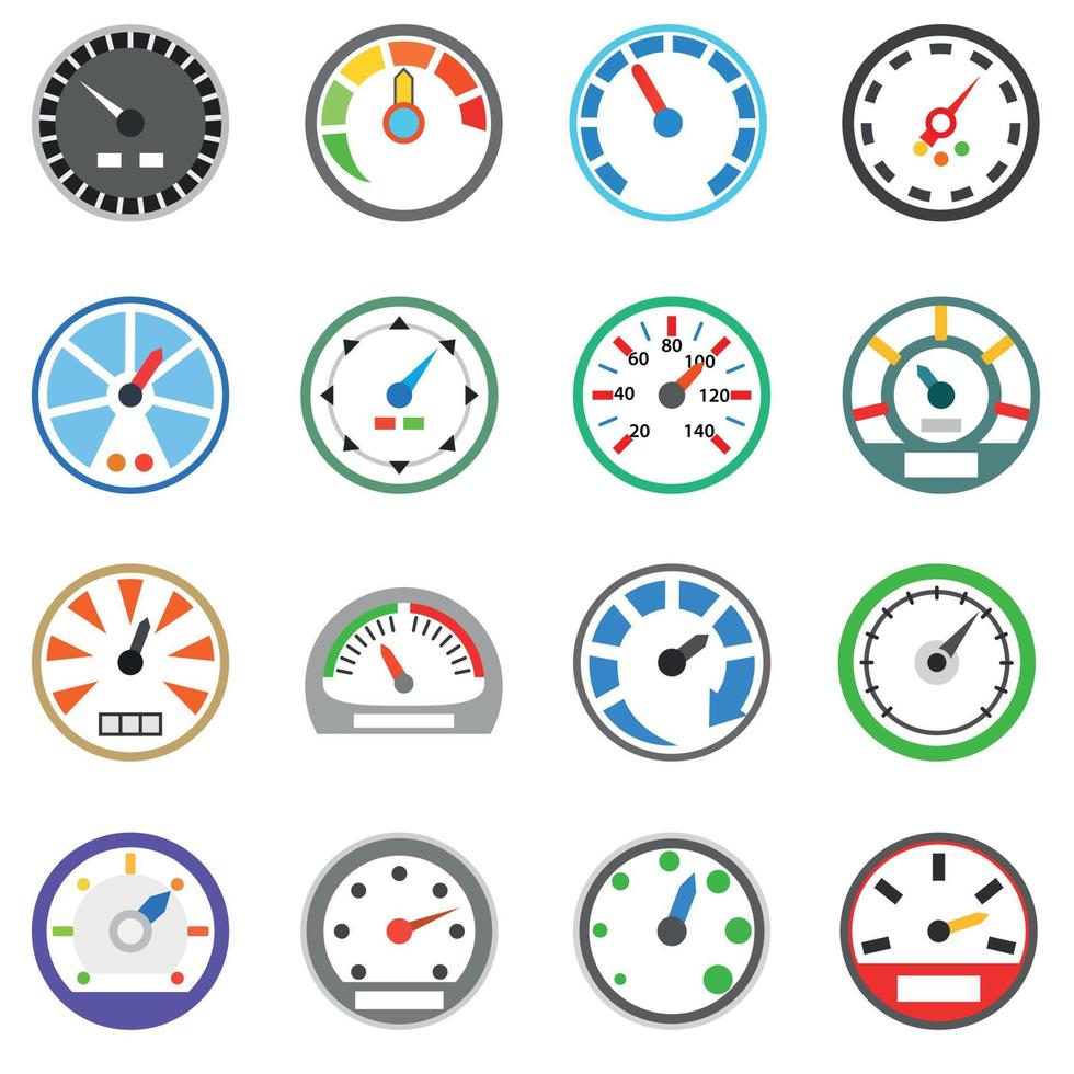 snelheidsmeter iconen set, eenvoudige stijl vector