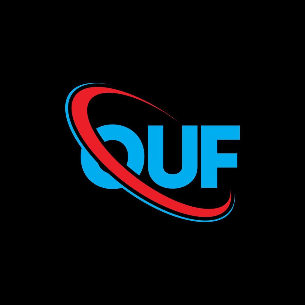 ouf-logo. ou brief. ouf brief logo ontwerp. initialen ouf logo gekoppeld aan cirkel en hoofdletter monogram logo. ouf typografie voor technologie, zaken en onroerend goed merk. vector