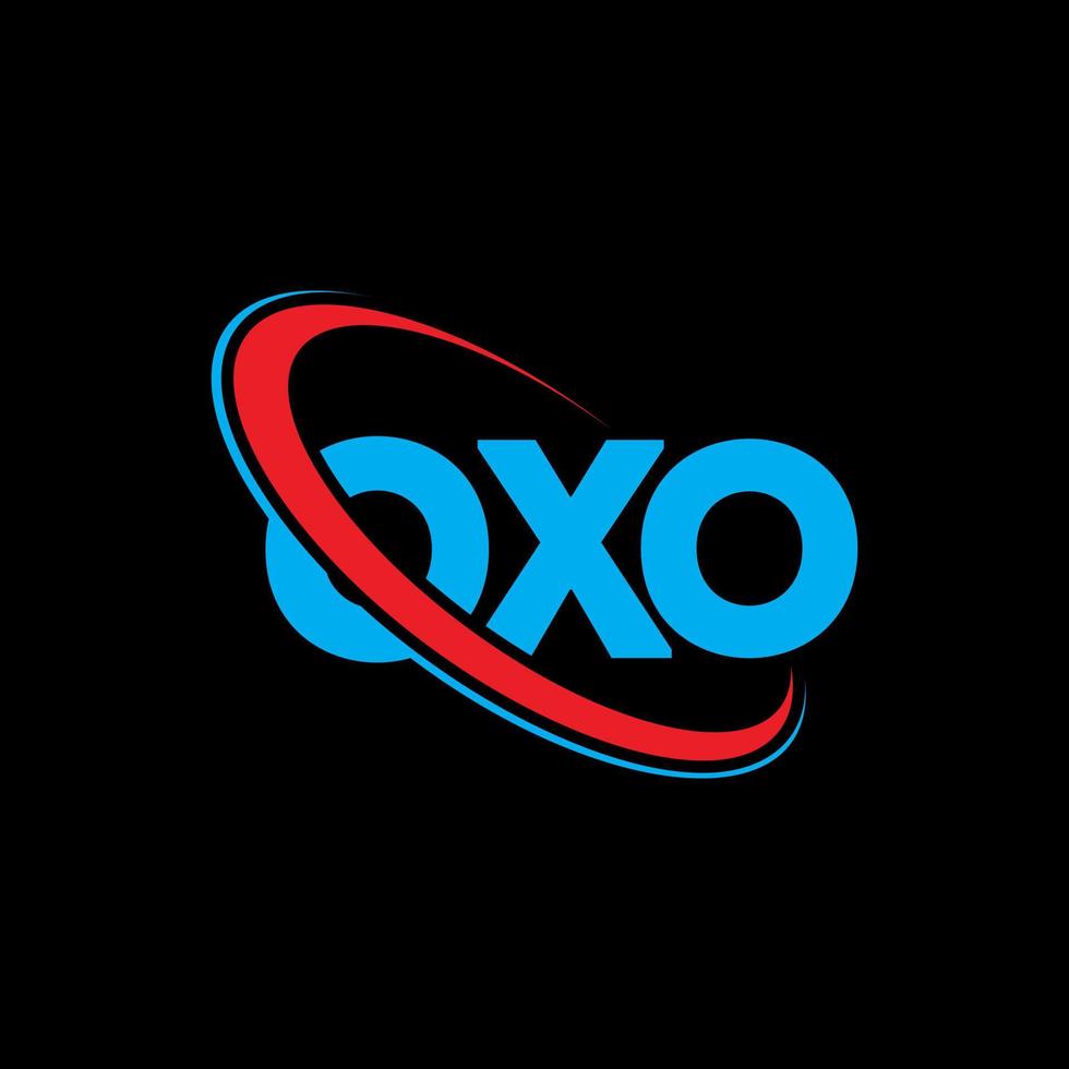 oxo-logo. oxo brief. oxo brief logo ontwerp. initialen oxo-logo gekoppeld aan cirkel en monogram-logo in hoofdletters. oxo-typografie voor technologie, zaken en onroerend goed merk. vector