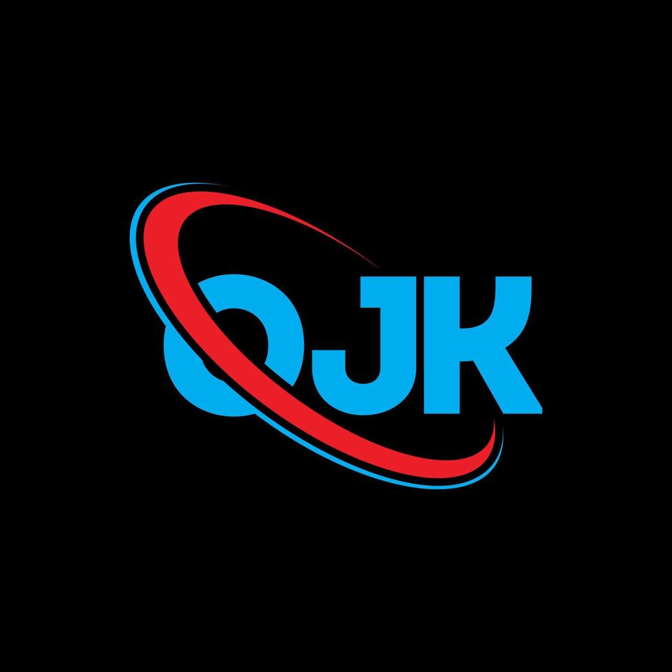 ojk-logo. ojk brief. ojk brief logo ontwerp. initialen ojk-logo gekoppeld aan cirkel en monogram-logo in hoofdletters. ojk typografie voor technologie, zaken en onroerend goed merk. vector