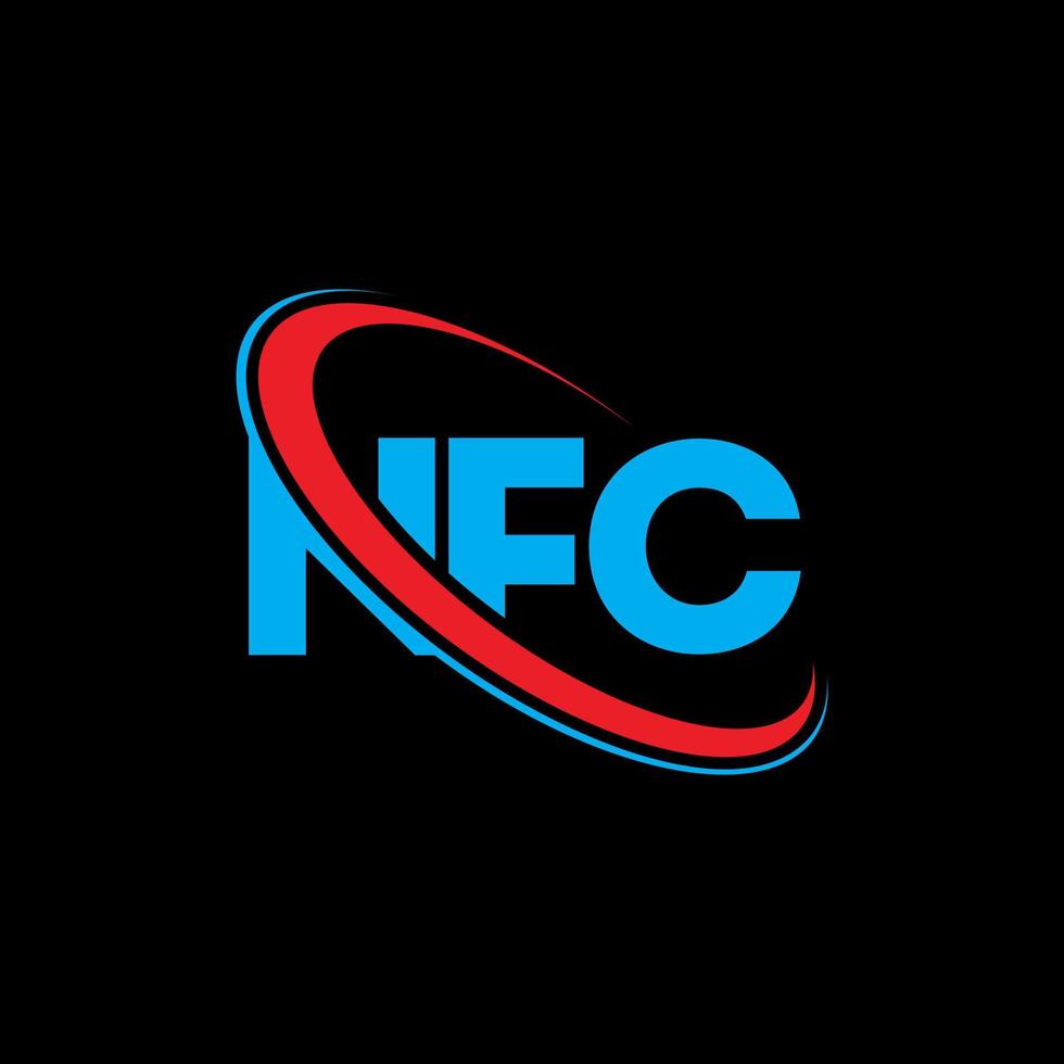 nfc-logo. nfc brief. nfc brief logo ontwerp. initialen nfc-logo gekoppeld aan cirkel en monogram-logo in hoofdletters. nfc-typografie voor technologie, zaken en onroerend goed merk. vector