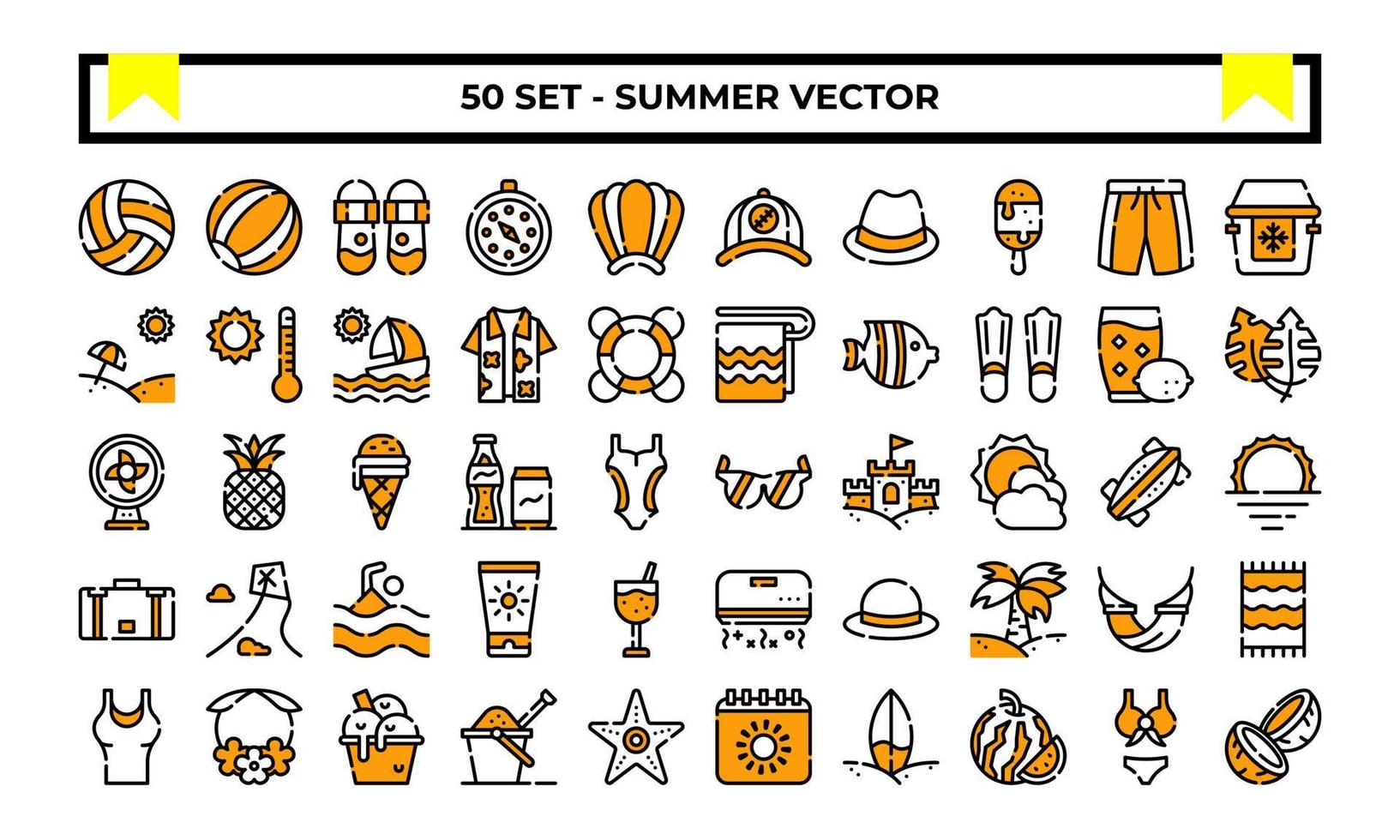 zomer icon set of logo illustratie vectorafbeelding met strand, zon, bal, zonnebril, enz. perfect gebruik voor ui, website, patroon, ontwerp, enz. vector