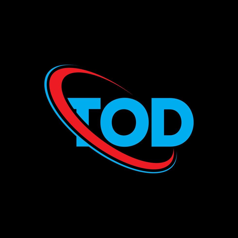 tod-logo. tod brief. tod brief logo ontwerp. initialen tod logo gekoppeld aan cirkel en hoofdletter monogram logo. tod typografie voor technologie, business en onroerend goed merk. vector