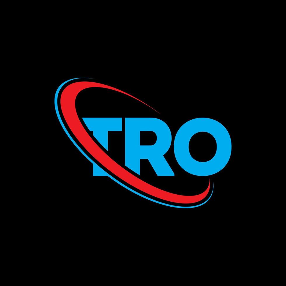 tro-logo. tro brief. tro brief logo ontwerp. initialen tro-logo gekoppeld aan cirkel en monogram-logo in hoofdletters. tro typografie voor technologie, zaken en onroerend goed merk. vector