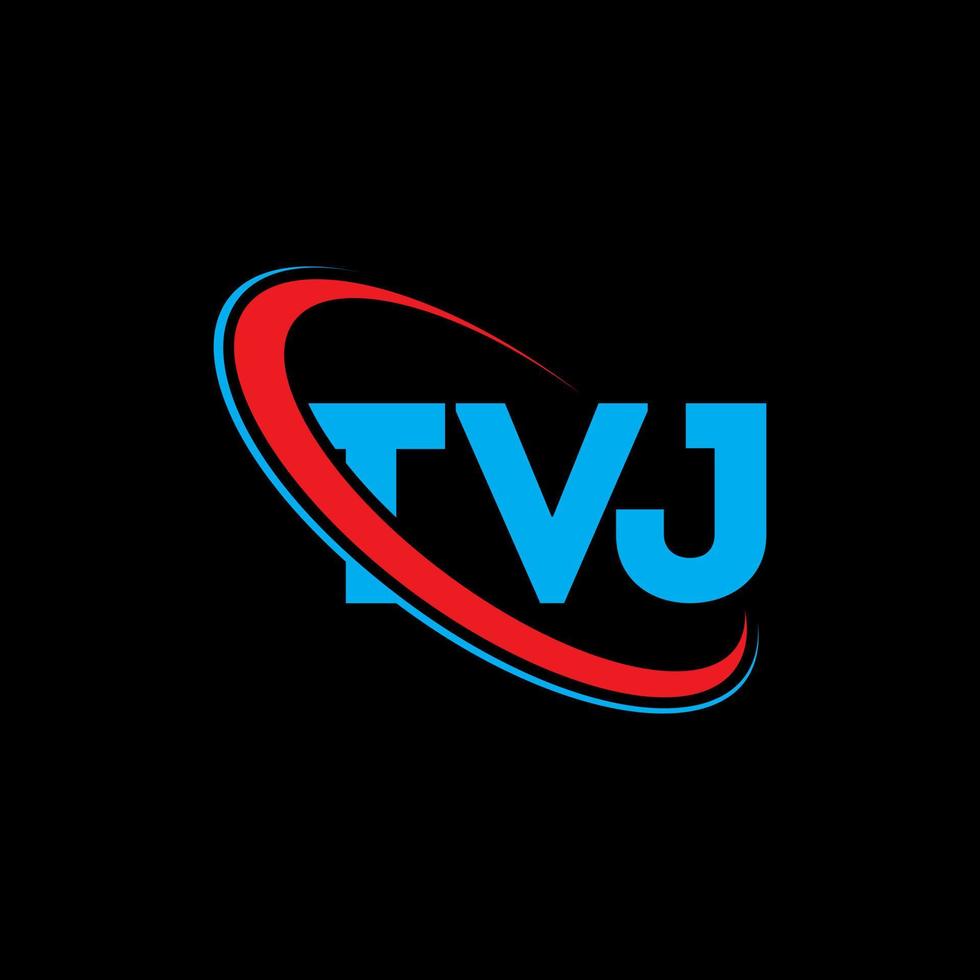 tvj-logo. tvj brief. tvj brief logo ontwerp. initialen tvj-logo gekoppeld aan cirkel en monogram-logo in hoofdletters. tvj typografie voor technologie, business en onroerend goed merk. vector