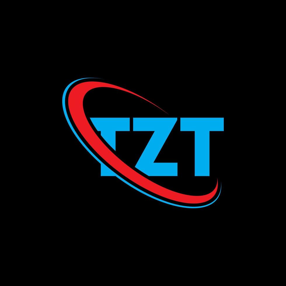 tzt-logo. tzt brief. tzt brief logo ontwerp. initialen tzt-logo gekoppeld aan cirkel en monogram-logo in hoofdletters. tzt typografie voor technologie, zaken en onroerend goed merk. vector