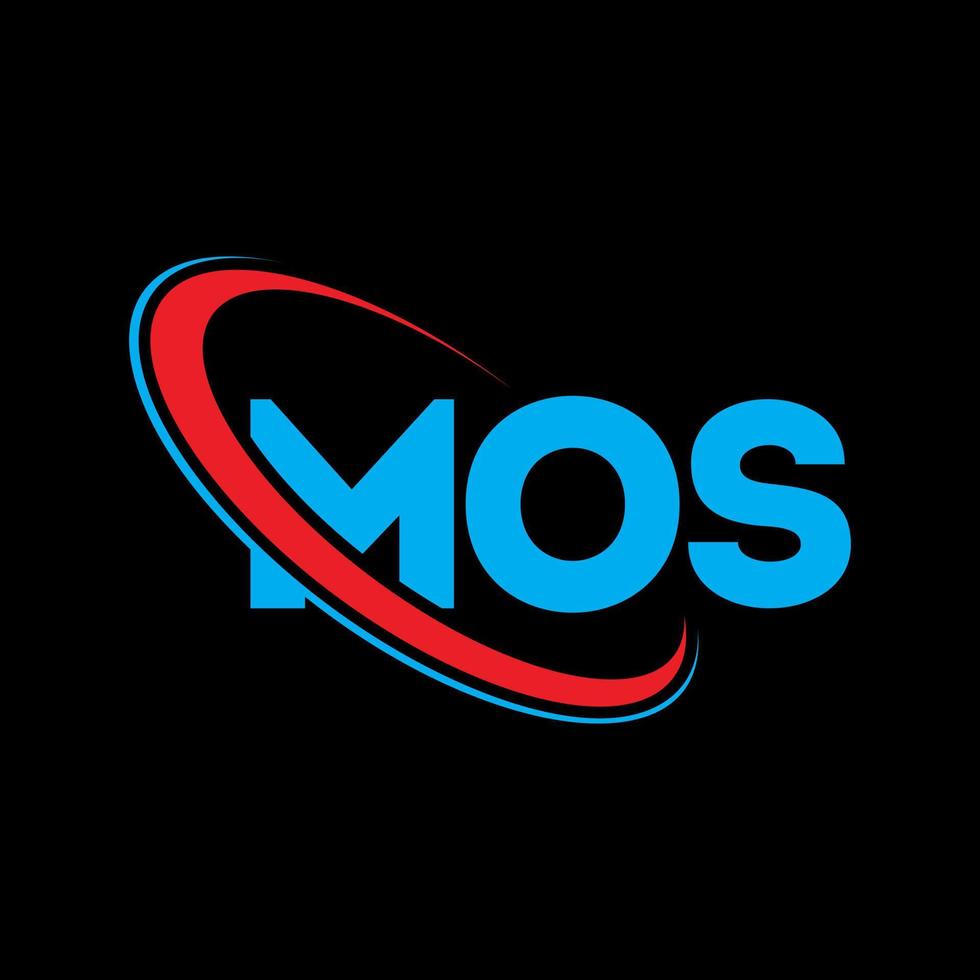 mos-logo. mos brief. mos brief logo ontwerp. initialen mos-logo gekoppeld aan cirkel en monogram-logo in hoofdletters. mos typografie voor technologie, business en onroerend goed merk. vector