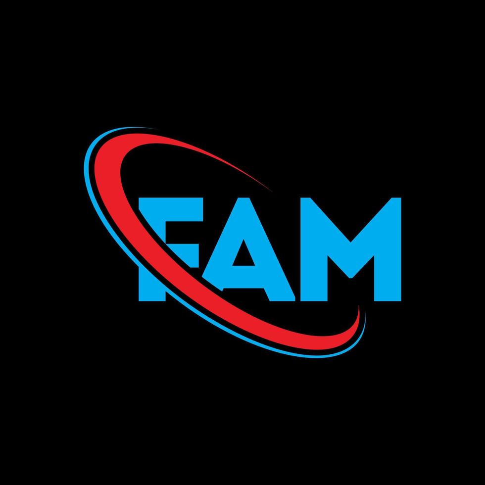 fam logo. fam brief. fam brief logo ontwerp. initialen fam logo gekoppeld aan cirkel en hoofdletter monogram logo. fam typografie voor technologie, zaken en onroerend goed merk. vector