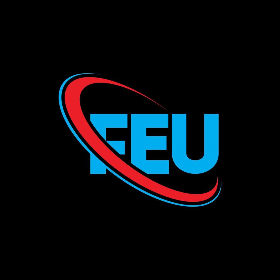 feu-logo. fe brief. feu brief logo ontwerp. initialen feu-logo gekoppeld aan cirkel en monogram-logo in hoofdletters. feu typografie voor technologie, zaken en onroerend goed merk. vector