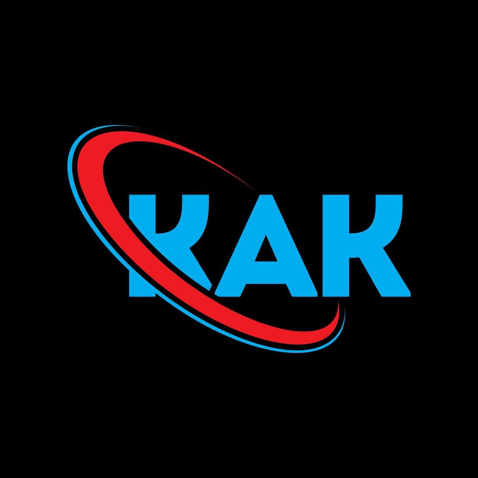 kak-logo. kak brief. kak brief logo ontwerp. initialen kak logo gekoppeld aan cirkel en hoofdletter monogram logo. kak typografie voor technologie, zaken en onroerend goed merk. vector